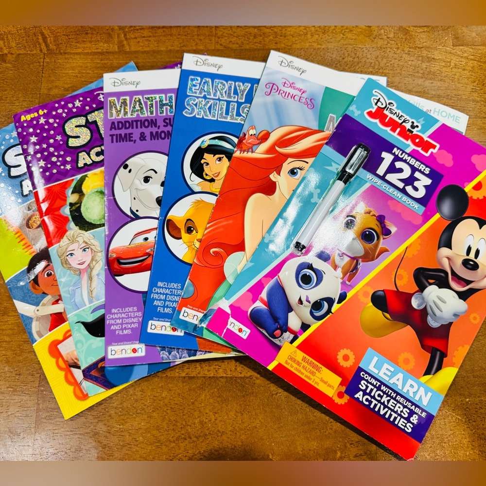Kids Coloring & Learning Activity Books Lot of 6 All New Disney Bendon Books